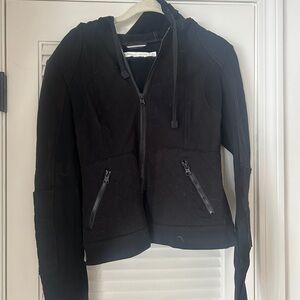 Blanc Noir Black Bomber Jacket with Zippered Pockets